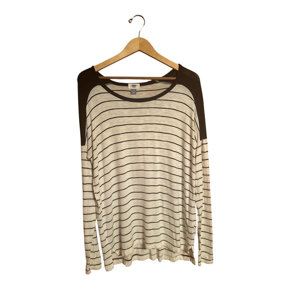 Old Navy Black and White Striped Long Sleeve Tunic Women’s Size Medium